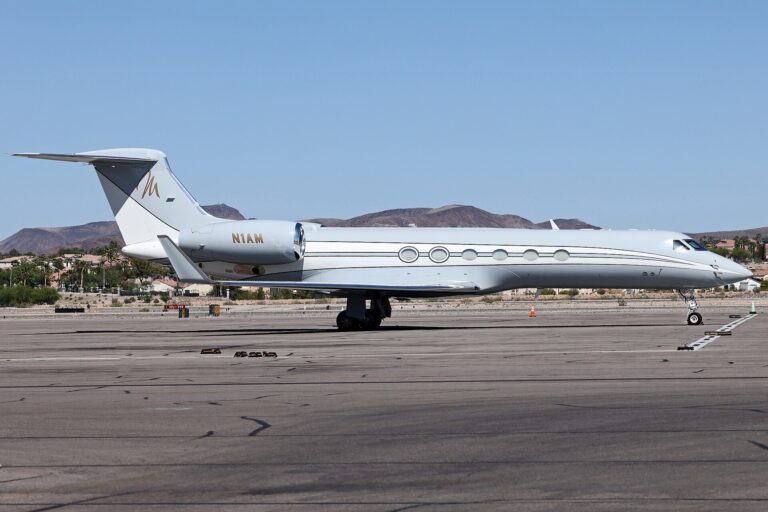 Gulfstream G-V parked at Henderson Executive Airport near Las Vegas